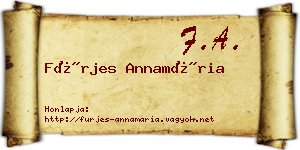 Fürjes Annamária névjegykártya