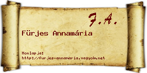 Fürjes Annamária névjegykártya